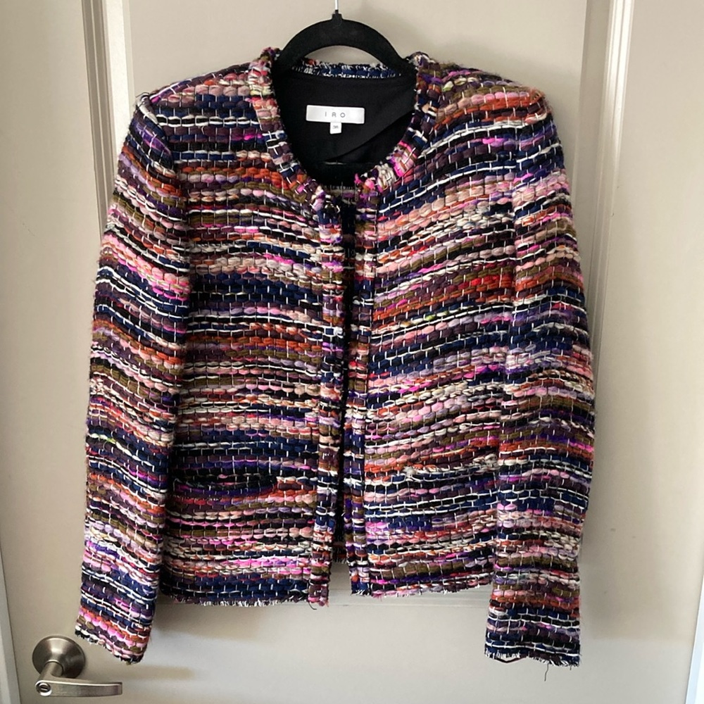 IRO Multi-Color Tweed Open Front Jacket